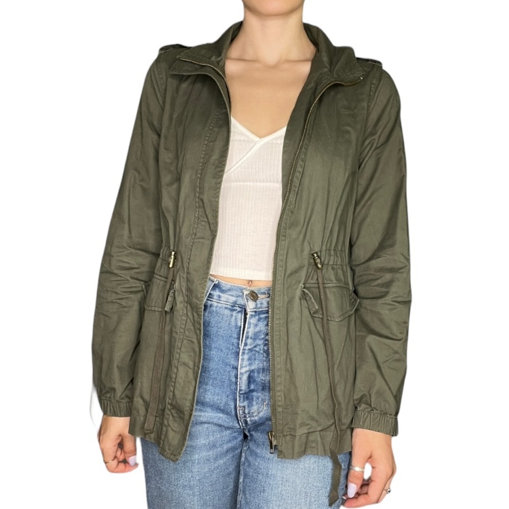 Drawstring Utility Jacket with Pockets - Picture 2 of 8